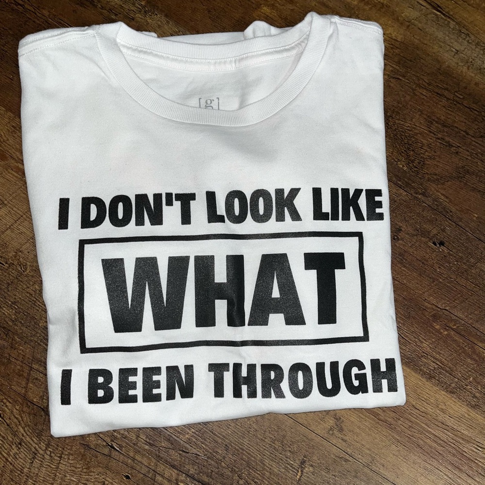 White Graphic T-Shirt with Bold Text